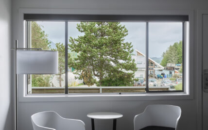 View of the harbour and marina through the window of the king suite