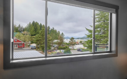 Window view from queen room showing partial harbour and inlet