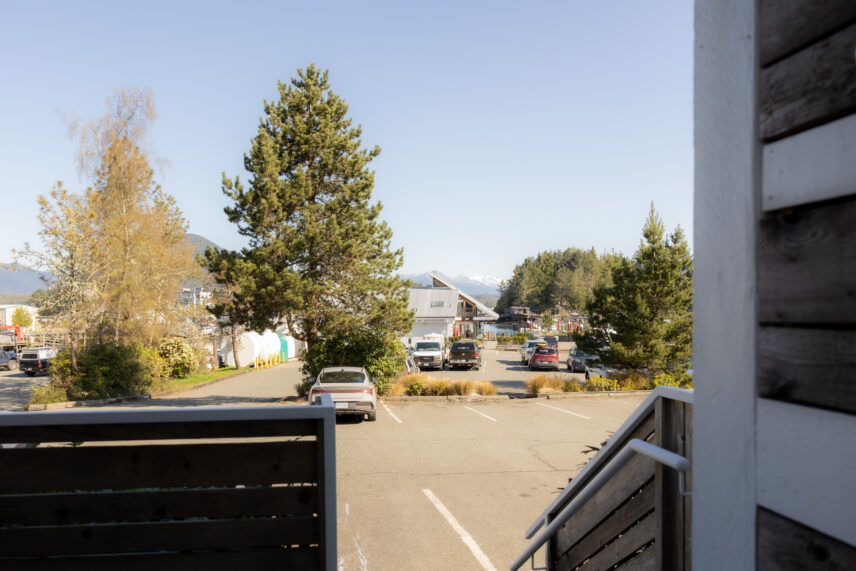Harbour view from Tofino hotel with kitchenette in the heart of town