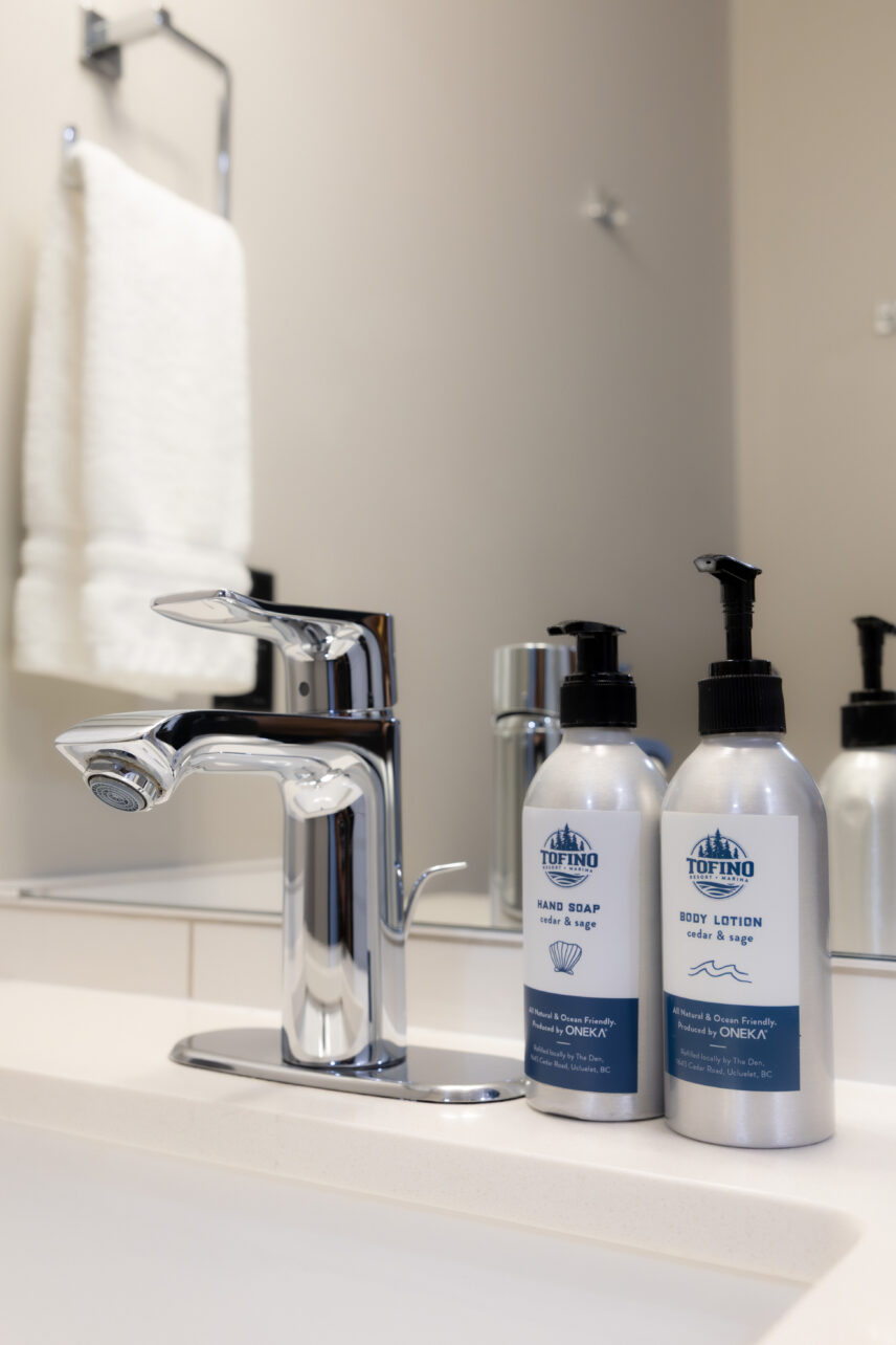Tofino bathroom with local soaps and products