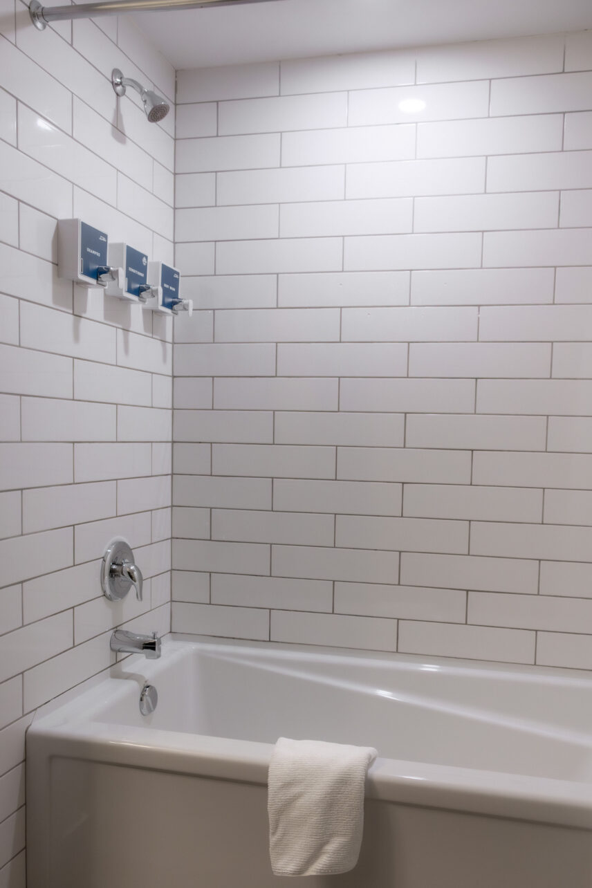 Modern and clean Tofino hotel shower with bath
