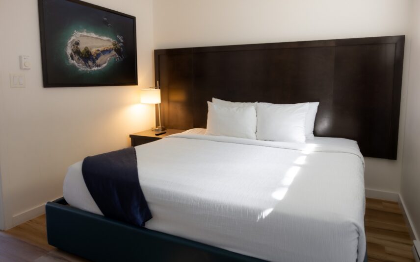 Ground floor king suite with west coast-inspired decor and natural light